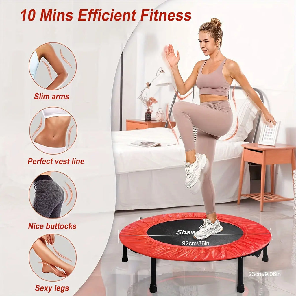 36" Foldable Mini Trampoline, Sports Trampoline for Indoor and Outdoor Use, Professional Round Jumping Cardio Trampoline, Max Load 300lbs/170lbs with Safety Pad, Stable & Quiet Exercise Rebounder for Adults Indoor, Garden Wor Nova Trendz