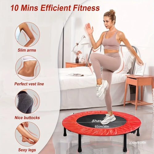 36" Foldable Mini Trampoline, Sports Trampoline for Indoor and Outdoor Use, Professional Round Jumping Cardio Trampoline, Max Load 300lbs/170lbs with Safety Pad, Stable & Quiet Exercise Rebounder for Adults Indoor, Garden Wor Nova Trendz